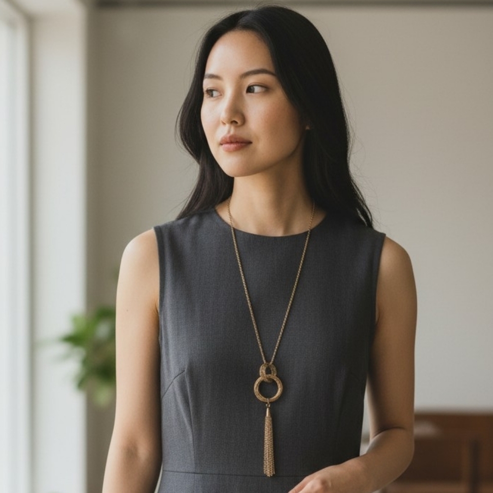💥Vintage Gold-Tone Long Pendant Necklace